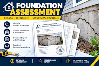 assess foundation cracks, settlement and structural foundation problems