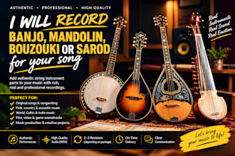 record banjo, mandolin, bouzouki or sarod for your song