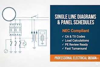 draft single line diagrams and panel schedules nec compliant for ca and tx