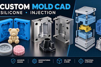 design custom silicone molds and injection mold cad for manufacturing