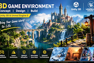 design 3d game environment in illustration or game background