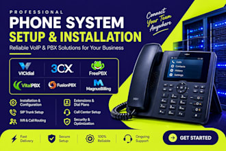 install and setup vicidial, 3cx, freepbx, vitalpbx, fusionpbx, magnus billing