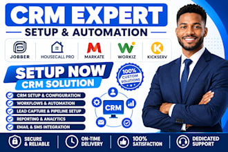 setup jobber housecall pro CRM markate workiz kickserv CRM automation workflows