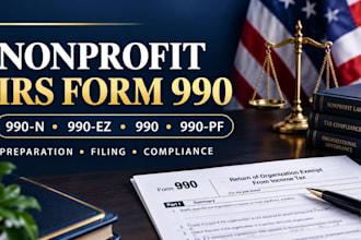 prepare and file nonprofit irs form 990, 990 ez, 990 n, 990 pf annual returns