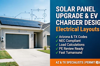 design solar panel upgrade and ev charger electrical layouts for arizona and tx