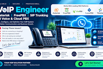 be your voip engineer for asterisk freepbx sip trunk cloudpbx and ai voice
