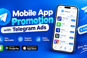 mobile app promotion gain USA, UK android, ios app install with telegram ads