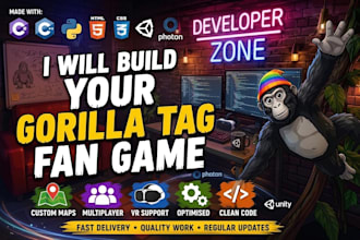 create a custom gorilla tag fan game, map or VR game in unity