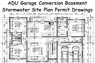 adu garage conversion basement stormwater site plan permit drawings