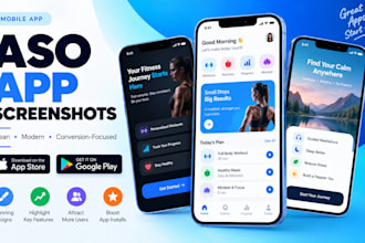 design aso app screenshots for app store and google play