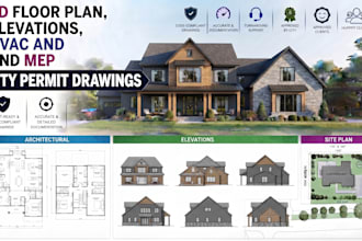 design architectural blueprint, autocad drafting and city permit drawings