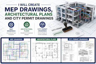 create mep drawings, architectural plans and city permit drawings