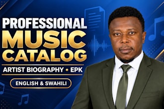 create  professional music catalog, artist biography and epk