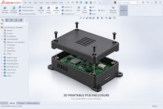 design 3d printable pcb enclosure, electronics housing solidworks cad 3d model