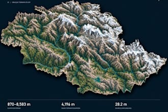 create 3d terrain relief maps and topographic posters of any region