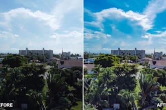 edit your real estate and drone photos, sky replacement, 24 hour delivery