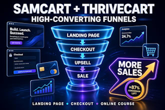 design samcart thrivecart sales funnel, samcart landing page, online course