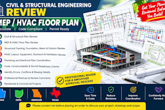 civil structural engineering review mep hvac floor plan in utah ohio missouri tx