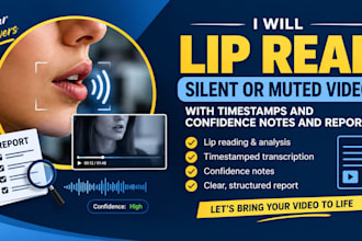 lip read silent or muted videos with timestamps and confidence notes and report