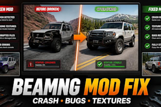 fix beamng mod crashes, bugs, and texture issues professionally