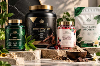 create professional supplement packaging, label design and product mockup