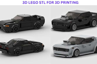 custom 3d lego minifigure, car, toy, city, ship, house stl file for 3d printing
