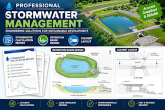 provide stormwater calculation report, retention basin design and culvert layout