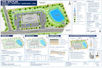 provide civil site grading drainage plan pavement design and swppp