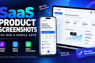 create saas product screenshots for web and mobile apps