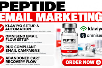 peptide email marketing klaviyo omnisend email flow abandoned cart ruo compliant
