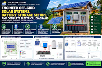 engineer off grid solar systems, battery storage setups, and electrical diagrams