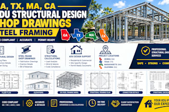ga, tx, ma, ca adu structural design shop drawings steel framing