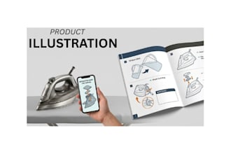 create product line art from photos, sketches and cad for technical illustration