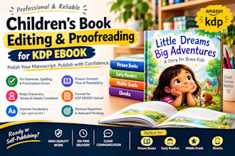 do childrens book editing and proofreading for KDP ebook