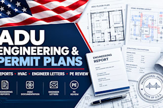 prepare adu permit document engineering letters hvac plans and pe seal in pa co