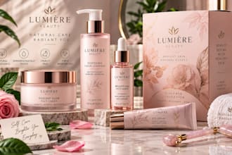 create cosmetic packaging, skincare label and luxury beauty product mockup