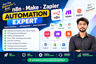 build n8n make zapier automation and API integrations