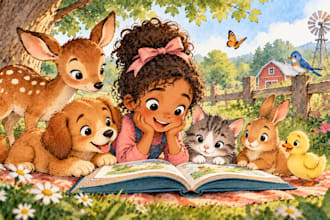 aquarell kinderbuchillustration für kinderbuch geschichtenbuch, buchillustration