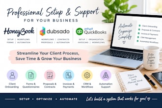 setup honeybook dubsado and quickbooks for your business