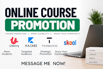 promote online course kajabi thinkific skool course marketing udemy promotion