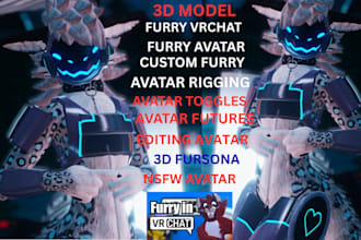 create custom vrchat avatar furry avatar fursona vr character vtuber 3d model