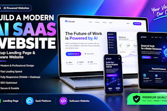 build a modern ai saas website, startup landing page, and software website