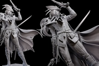 sculpt 3d character miniature action figure statue and figurine for 3d printing