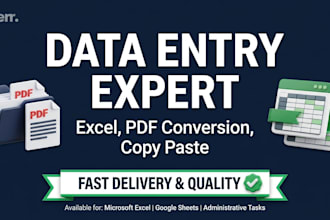 do fast data entry, copy paste, and PDF to excel conversion