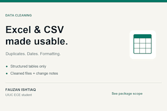 clean and standardize your excel or CSV data