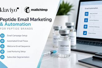setup peptide email marketing peptide brands with klaviyo mailchimp email flows
