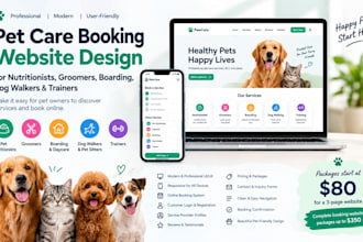 design pet nutritionists groomers boarding dog walkers trainers booking website