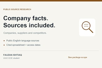 research companies and competitors using public sources