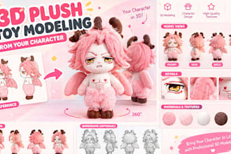 3d plush toy modeling for your character