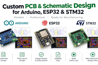 design custom pcb and schematic for arduino, esp32, and stm32